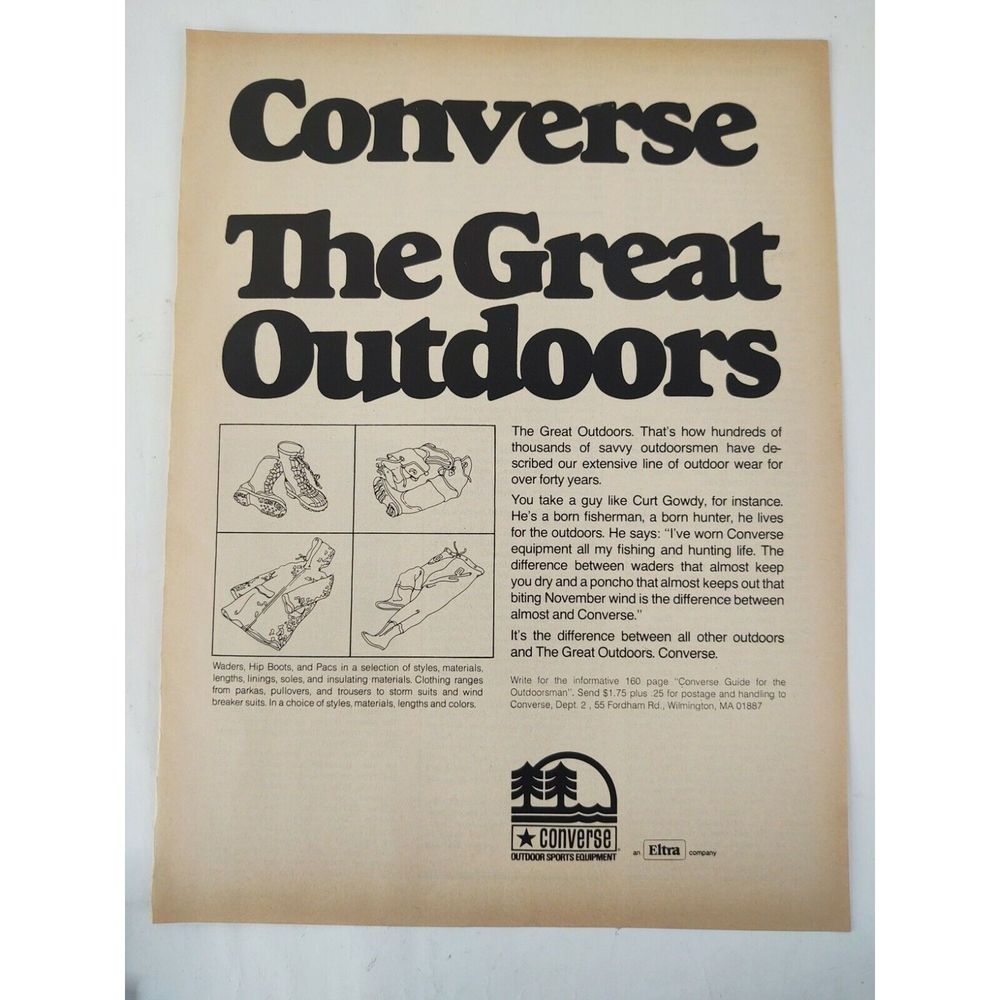 1975 Converse The Great Outdoors Sports Original Print Ad Advertisement